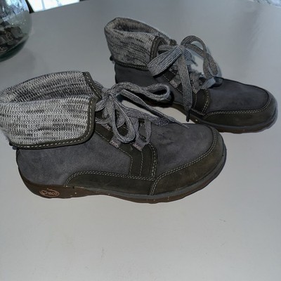 Womens Chaco Barbary Gray Leather Outdoor Hiking Boots Shoes Size 7 Lace Up