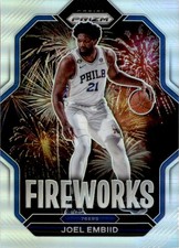 Joel Embiid 2022-23 Panini Prizm Fireworks Silver Prizm #15 Philadelphia 76ers