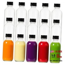 2 oz 60ml 15 Pack Leak-Proof Clear Glass Boston Round Bottles with 15Pack