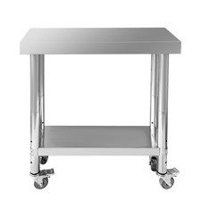 New 700 LBS Load Capacity with 4 Wheels Stainless Steel Work Table 30"x 12"x 34"