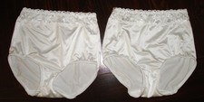 Lot of 2 Underscore M Satin  Lace Shaper Brief Panty White Vintage