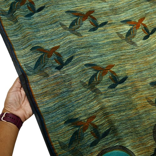 Vintage Sari Pure Georgette Silk Block Printed Sarees Sewing 5yd Fabric Soft - Picture 8 of 24