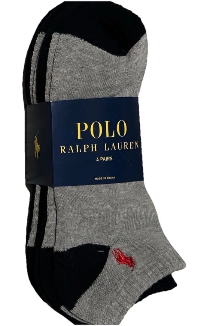 Polo Ralph Lauren Quarter Crew Classic Sport Socks 4 PK, Shoe Sz 6-12.5. NEW!