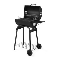 Outdoor BBQ Charcoal Grill with Foldable Side Table & Wheel Backyard Grilling