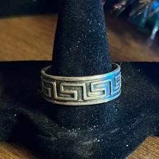 Vintage 925 Sterling Silver Greek Key Circle Ring Size 11   6 grams