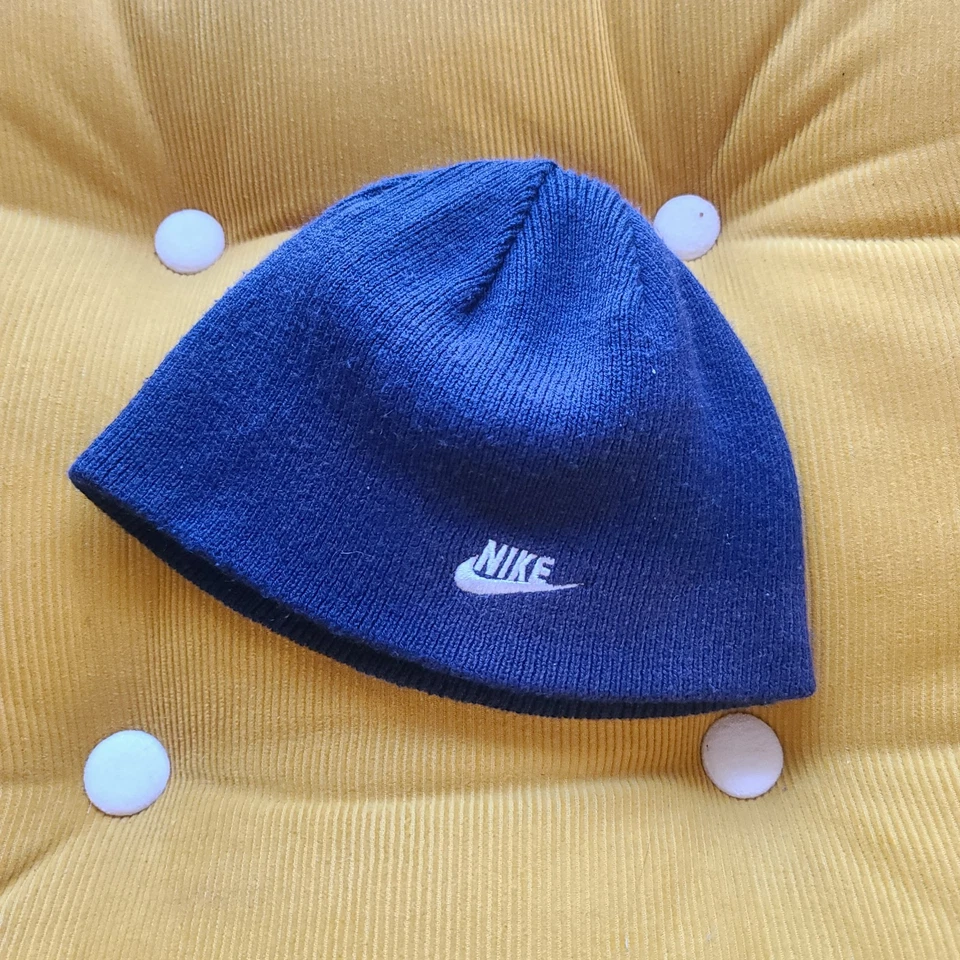 Vintage Nike Gorro Toque Talla Única Azul Tejido Acrílico Poliéster Reversible Foto 2 de 4