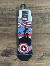 Stance Infiknit Casual Crew Socks Captain America size mens S 3-5.5/wmns 5-7.5