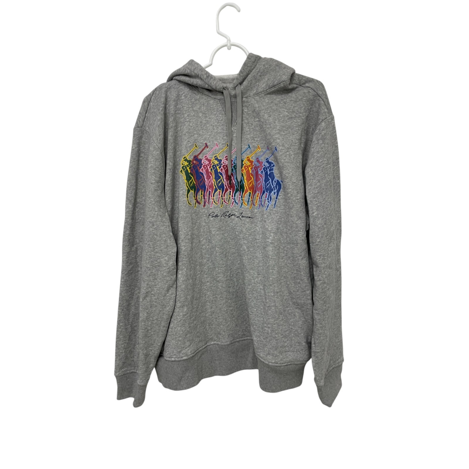 Polo Ralph Lauren Big Pony felpa con cappuccio uomo XL grigio erica coulisse nuova con etichette