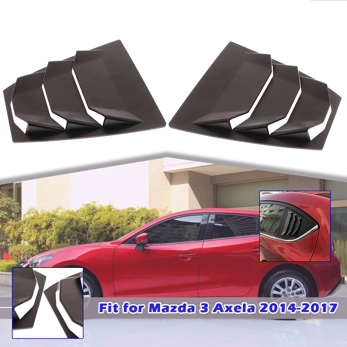 Fit For Mazda 3 Axela Sedan Hatchback Rear Window Side Louvers