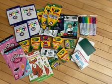 Lot of Crayons Colored Pencils Markers stickers, coloring book ETC  26 NEW items