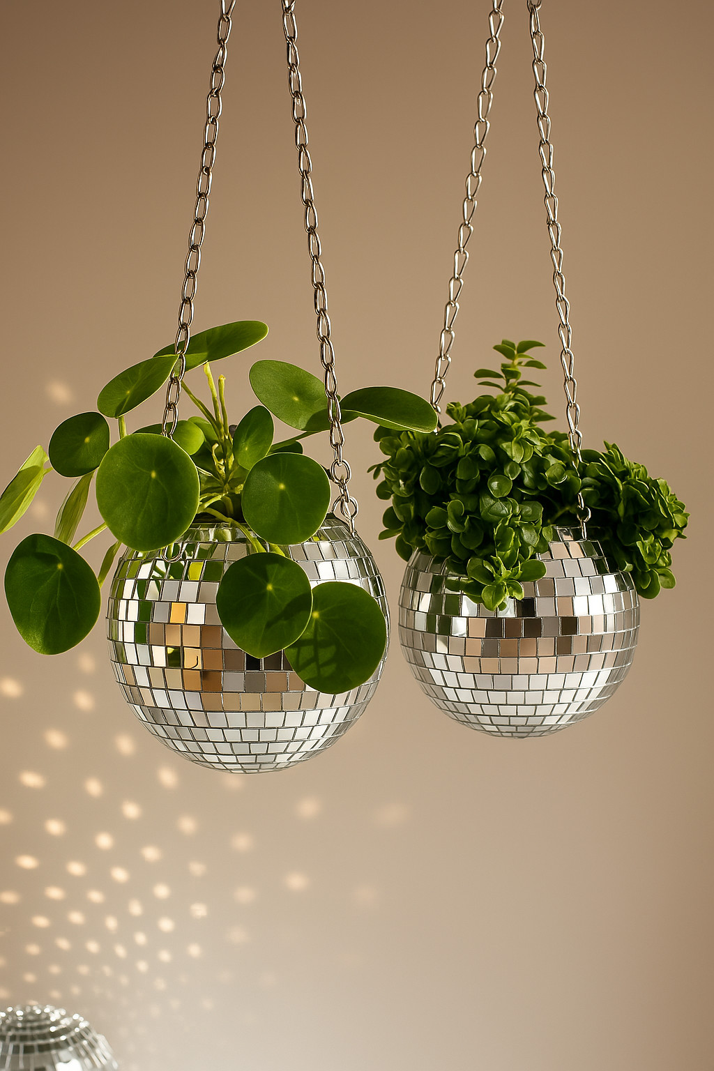 Cache-pot Boule Disco Suspendu 20cm idée cadeau pendaison crémaillère