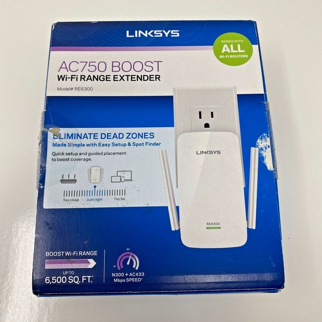 Linksys AC750 Boost Dual Band Wi Fi Gigabit Range Extender Repeater