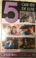 New Sealed 5 qty 19"x14" Deluxe Jigsaw Puzzles 2,500 Total Pieces - Animals