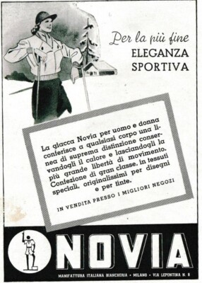 PUBBLICITA' 1939 NOVIA ABBIGLIAMENTO MILANO SPORT MODA ELEGANZA