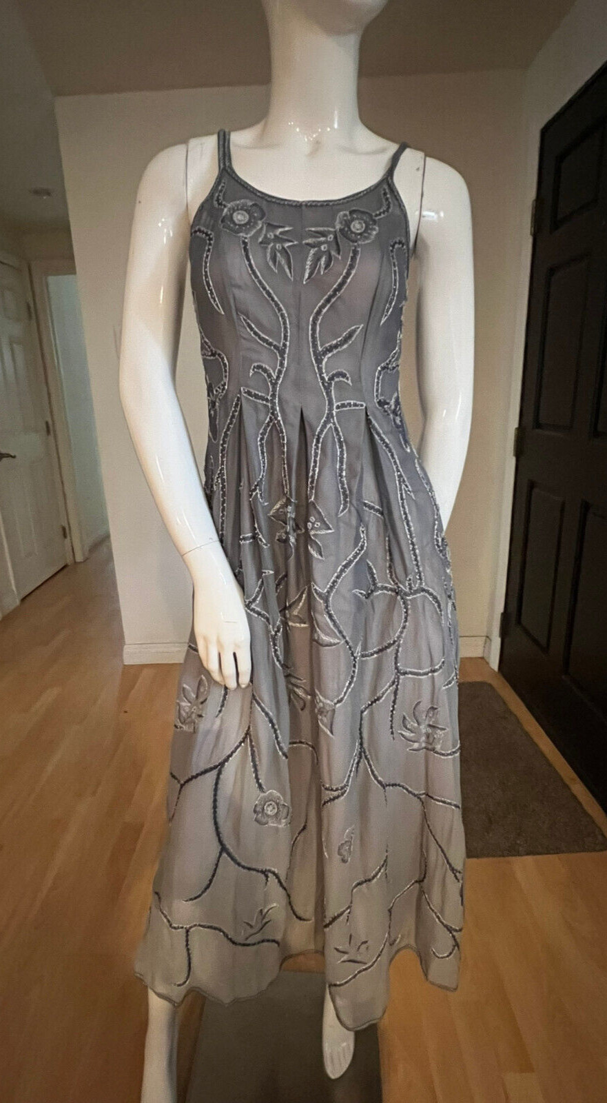 Vintage  Y2K Anopia Collezioni Beaded Silk Dress Size 4 Boho