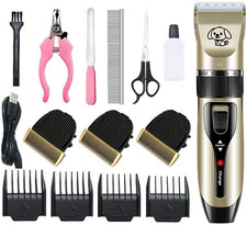 Dog Cat Pet Grooming Kit Rechargeable Battery Cordless Electric Clipper Trimmer