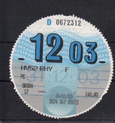 GB Road Tax Disc - Dez. 2003 - siehe Kommentare in Beschreibung und unten