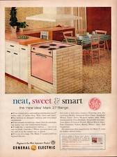GE General Electric Pink Stove Oven MCM Kitchen Decor Vintage Print Ad 1960