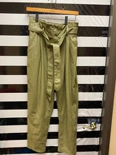 Women "Love Whit" 100% polyurethane olive green pants w/tie in front Size16