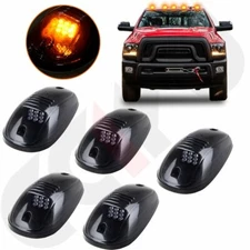5pcs Smoke Cover 9 Amber LED Cab Roof Running Marker Light For 03-16 Dodge Ram