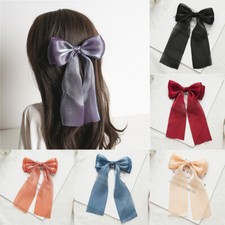 Big Bow Hair Clip Satin Barrette Hairpin Solid Color Ponytail Hair Accessories  