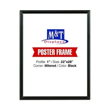 M&T Displays Snap Frame 22x28 Poster Front Loading Wall Mounting 1" Profle Black
