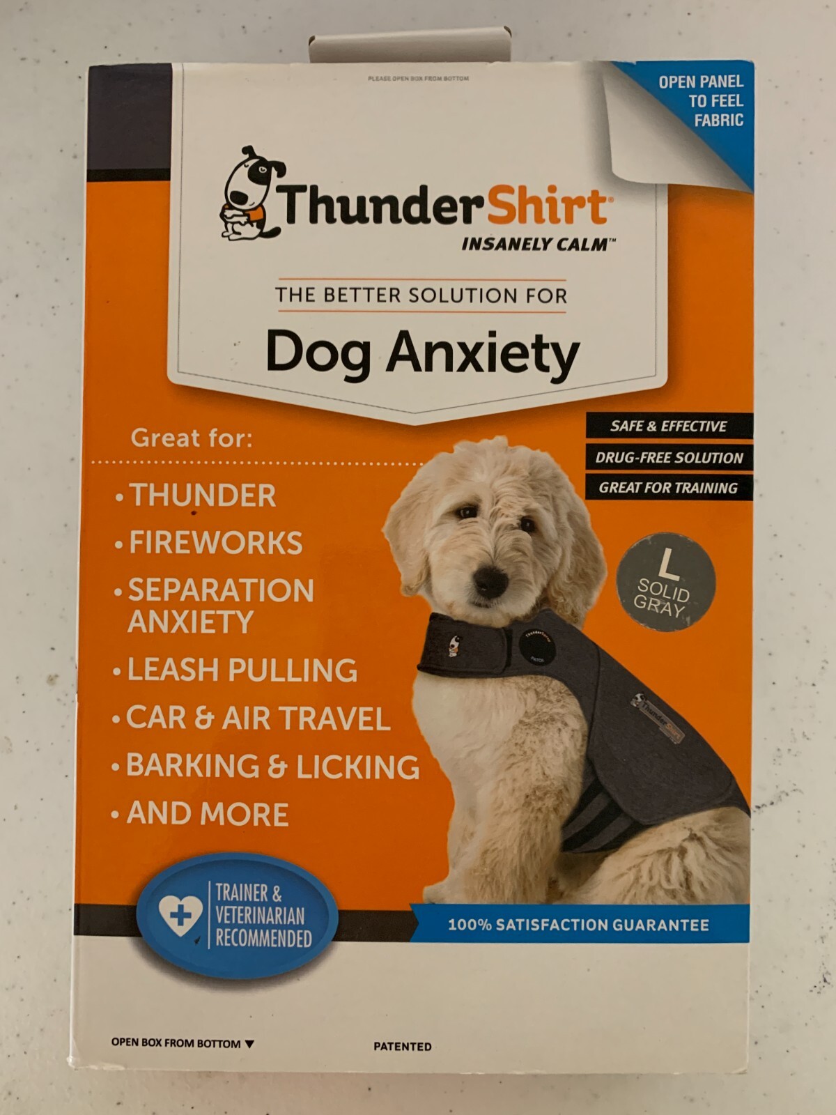 ThunderShirt Anxiety Jacket for Dogs Size LARGE Heather Gray DMG BOX