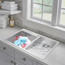 Stainless Steel Laundry Sink Double Basins Sink For Laundry Rooms, Utility Rooms