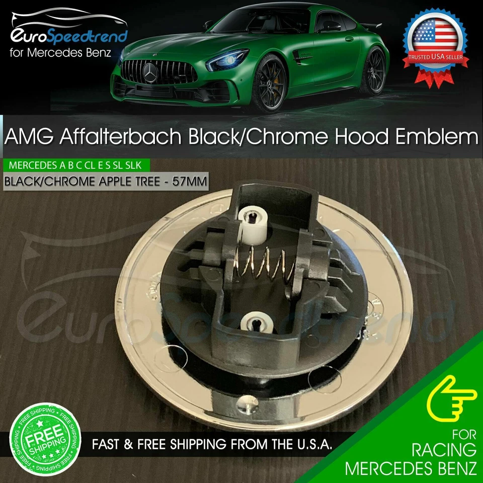 AMG capó delantero emblema Affalterbach negro cromo insignia Apple Mercedes Benz 57 mm Foto 4 de 4