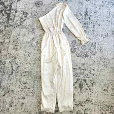 Love, Whit by Whitney Port ivory patterned single sleeve jumpsuit