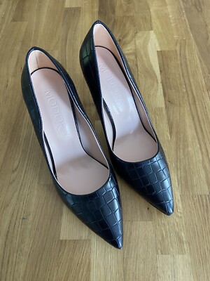 Modora Damen Stilettos schwarz Schlangenstruktur Größe UK6 EUR39