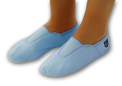 Schläppchen Gymnastikschuhe Ballerina mit Gummipads hellblau Neu Gr. 28-46