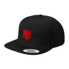 Albanian Eagle Embroidered Flat Visor Snapback Hat