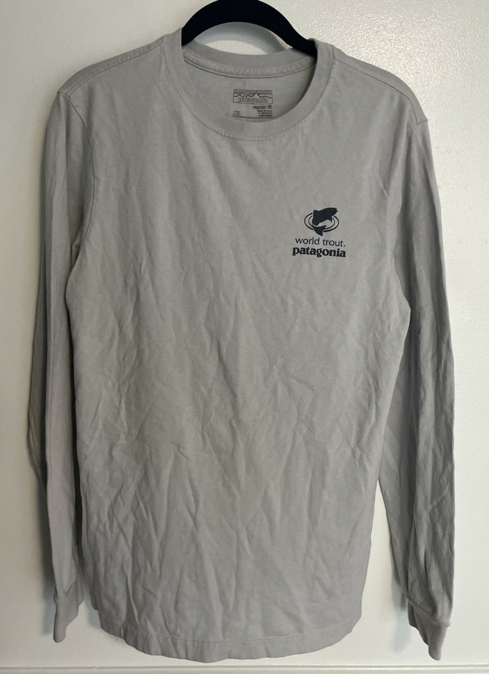 Patagonia fish logo long sleeve T-shirt 100% organic cotton MEDIUM