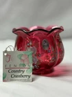 Fenton Country Cranberry Glass Vase Floral Hand Painted & Signed USA Collectible