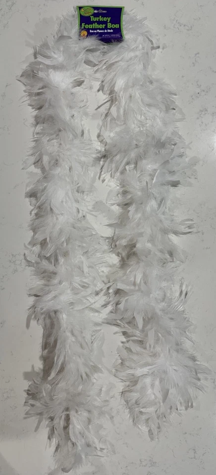 Boa de plumas blancas, 6 pies de largo, NUEVA, rubíes Foto 2 de 2