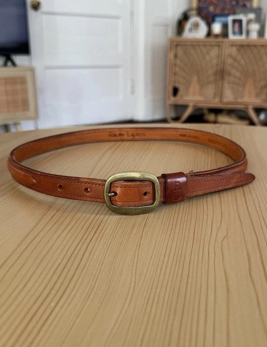 Vintage Ralph Lauren Emerald Green Tubular Leather Rolled Skinny Belt Size‎ 30 Lauren Ralph Lauren Green Skinny Belts for Women for sale | eBay main image 4