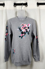Asos Grey Crew Neck Long Sleeve Floral Sweatshirt Size 8 Uk CR058 KK 12