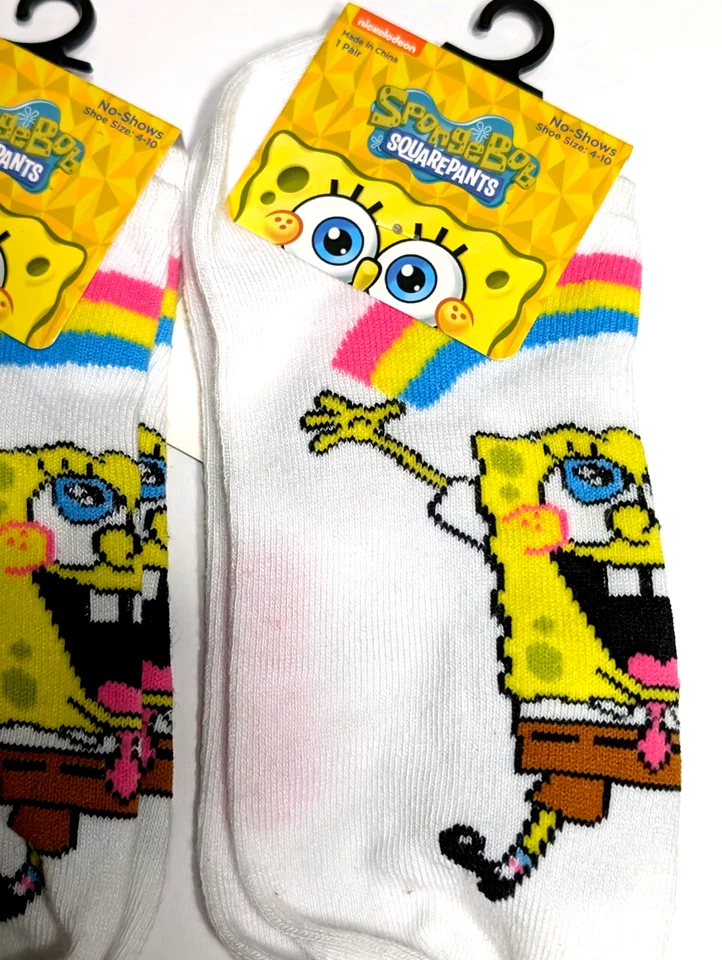 Bob Esponja Pantalones Cuadrados No-Shows Mujer Calcetines Zapato Talla 4-10 Regalo de Vacaciones 3 Pares Foto 4 de 4
