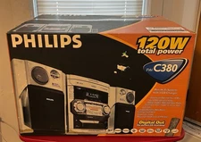 2001 Philips FW-C380 Stereo System 3 CD Dual Cassette Tape 3-Way Speakers NEW