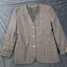 Vintage Emnor Collection Pure New Wool Blazer ize 12 Houndstooth Check Scotland