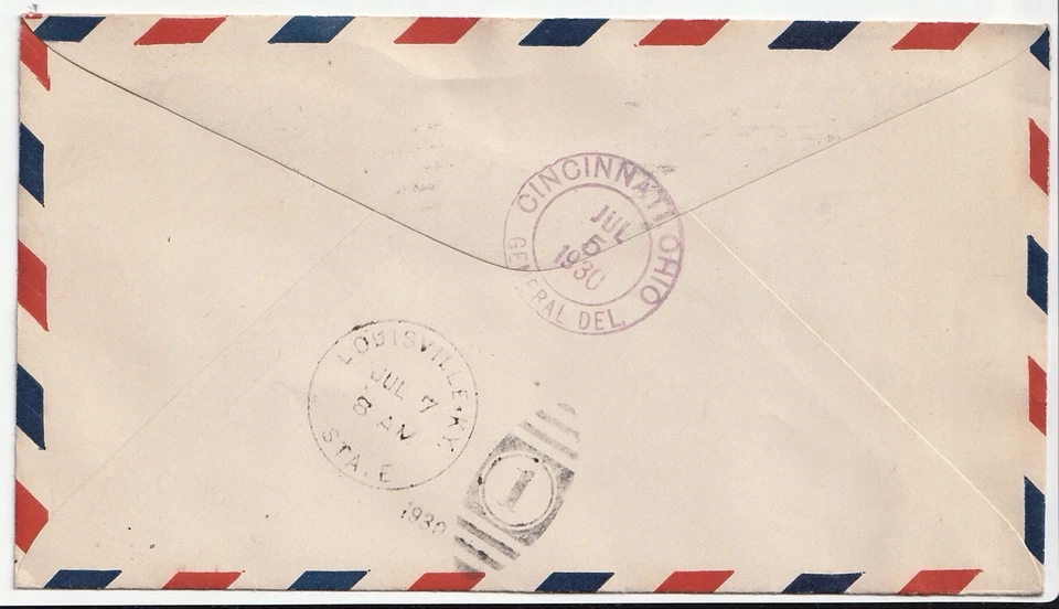 1930 US Airmail FDC Cover Louisville Lincoln Bank Label Slogan 5 Cent AM Postage - Image 2 of 2