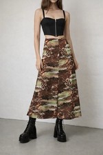 Vtg 70s Broder All OverPrint Ethnic Hippie Festival Boho maxi Skirt Whimsigoth