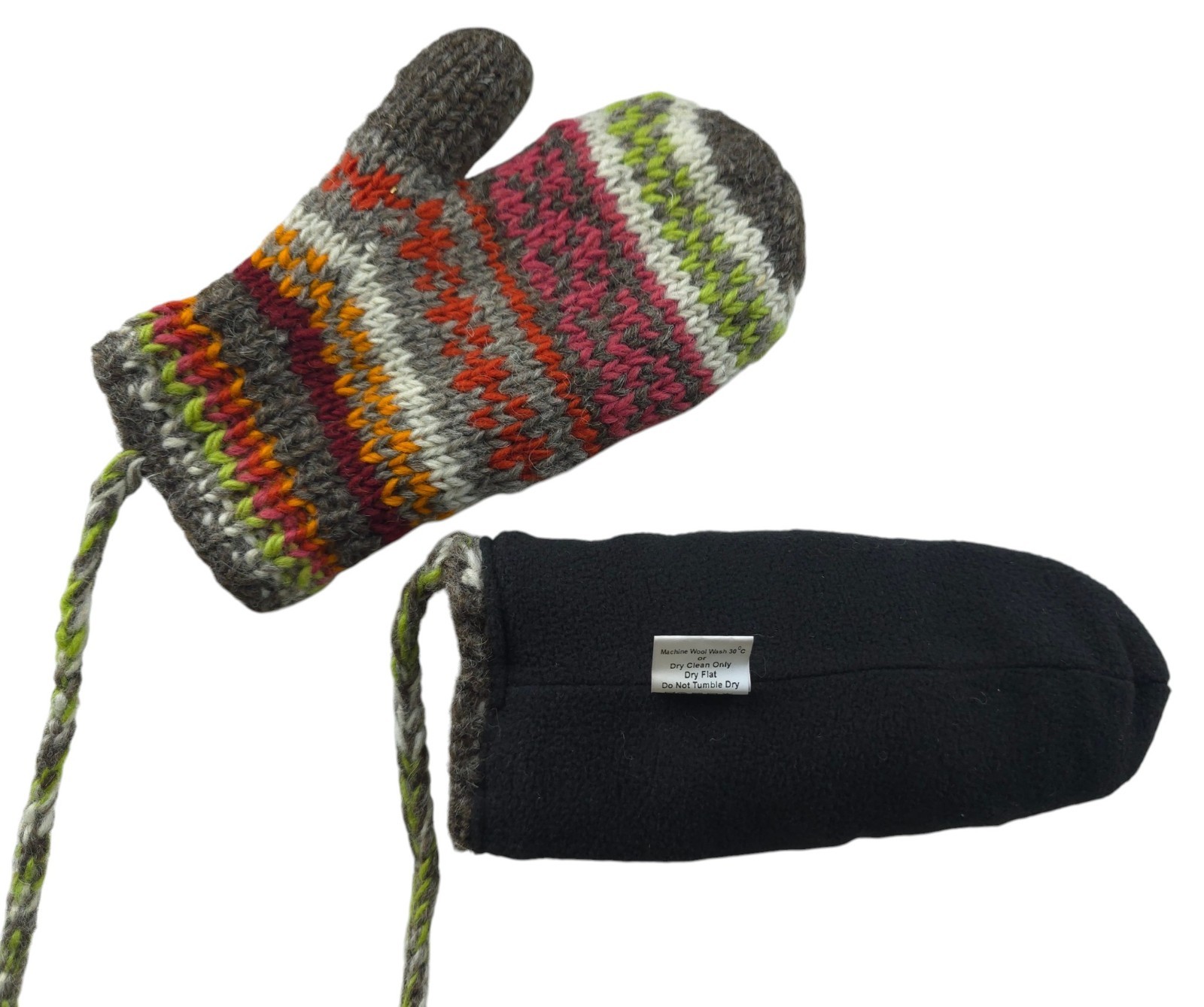 Pachamama Womens Wool Hand Knit Fair Isle Pattern Fleece Lined Mittens One Size image 7