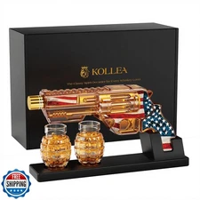 Birthday Gifts for Men Dad, Kollea Flag Whiskey Decanter Sets with Grenade Sh