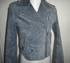 Damen Wildlederjacke Blau MNG Gr.  XS Echtleder