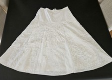 White Flared Skirt Western Prairie Eyelet Rodeo Country LINED Full Vintage SZ 10
