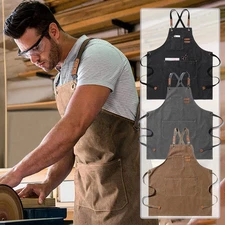 Thicken Canvas Denim Apron Antifouling Barista Apron Kitchen Restaurant Worker B