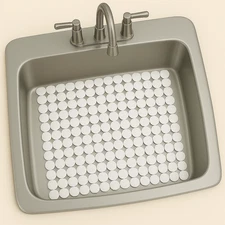 PVC Sink Mat 16"x12" White Circle Design Kitchen Sink Scratch Protector