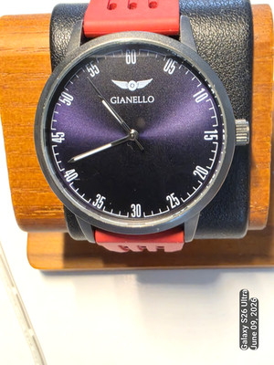 Gianello Milan Alure 42 Men's Numbered Dial Red Rubber Strap Watch